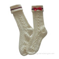 Fashion Girl Cotton Socks with Satin Bow in Welt (CS-7)